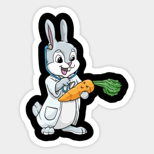 Rabbit as doctor with stethoscope and carrot Sticker